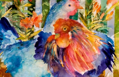 Chickens with Fence, 30"w x 40"h, $3200