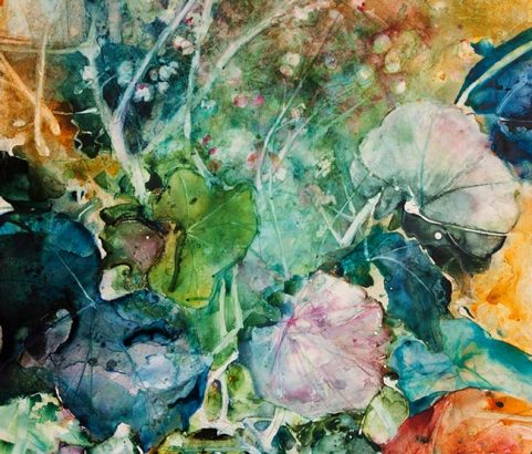 Begonia, 34"w x 48"h, $2800, watercolor